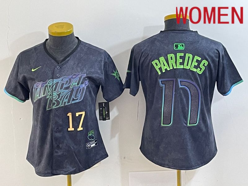 Women Tampa Bay Rays #17 Paredes Black City Edition Nike 2024 MLB Jersey style 3->women mlb jersey->Women Jersey